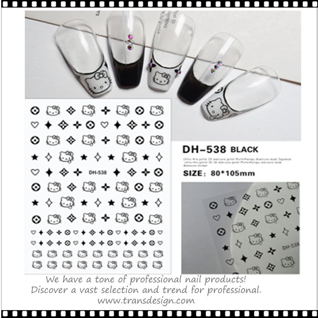 NAIL STICKER Cartoon, Hello Kitty & LV Black #DH-538